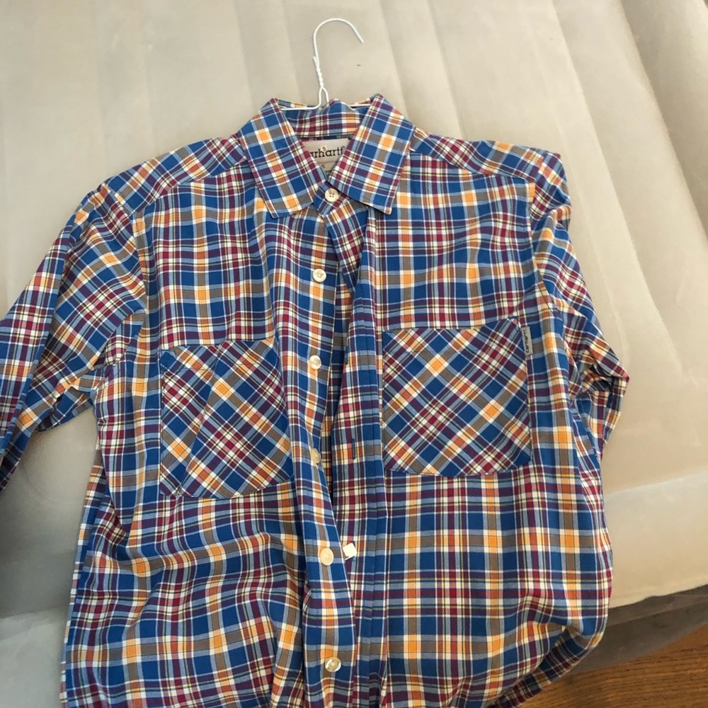 Carhartt long sleeve red blue white and orange